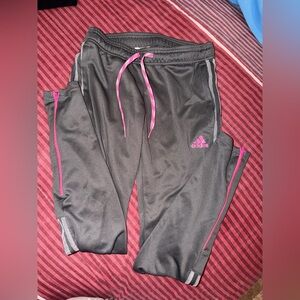 Adidas Charcoal Joggers with Pink Highlights